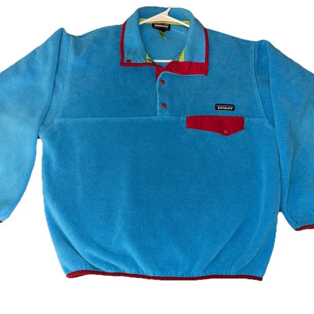 13FW 파타고니아 신칠라 스냅-T 플리스 스카이블루 레드 포켓