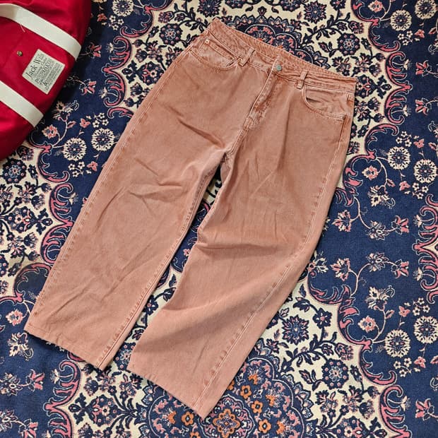 아웃스탠딩 피그먼트 워시드 레귤러핏 데님팬츠 34 size