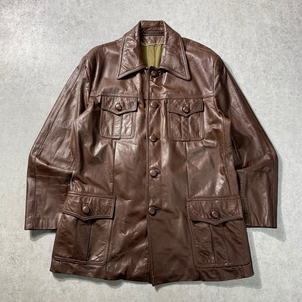 [42] OLD Vintage 올드 빈티지 브라운 레더 필드자켓