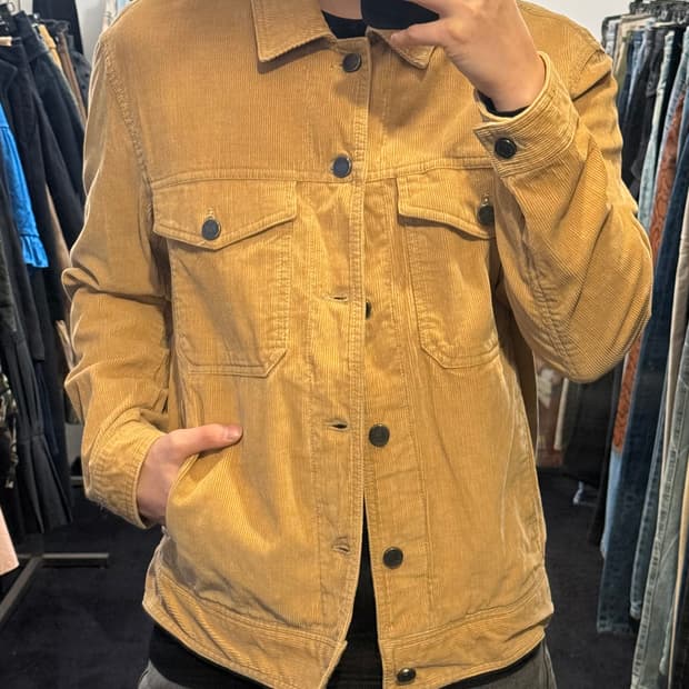 스파오 맨 남자 코듀로이 골덴 베이지 트러커 자켓 105 XL 웨스턴