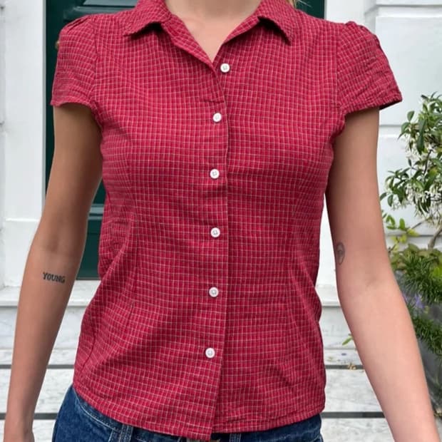브랜디멜빌 rue plaid top 레드 체크 셔츠