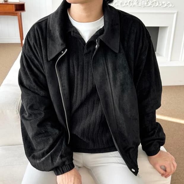 블랙 스웨이드 자켓 L