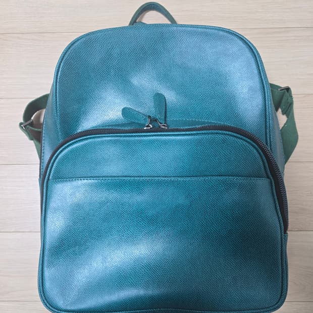 킨록 빈티지 소가죽 청록색 백팩
