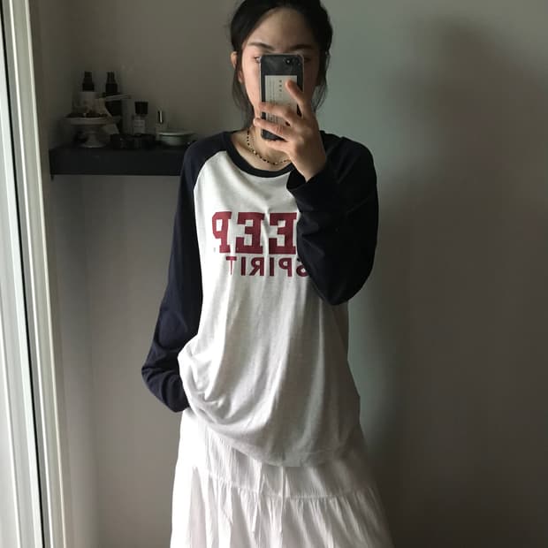 지프 중앙 프린팅 나그랑 긴팔 슬리브티