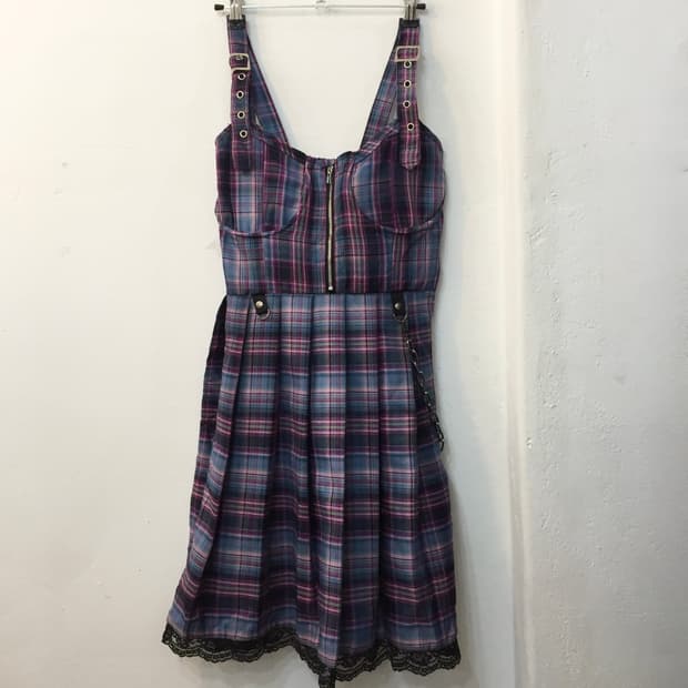 펑크 체인 체크 원피스