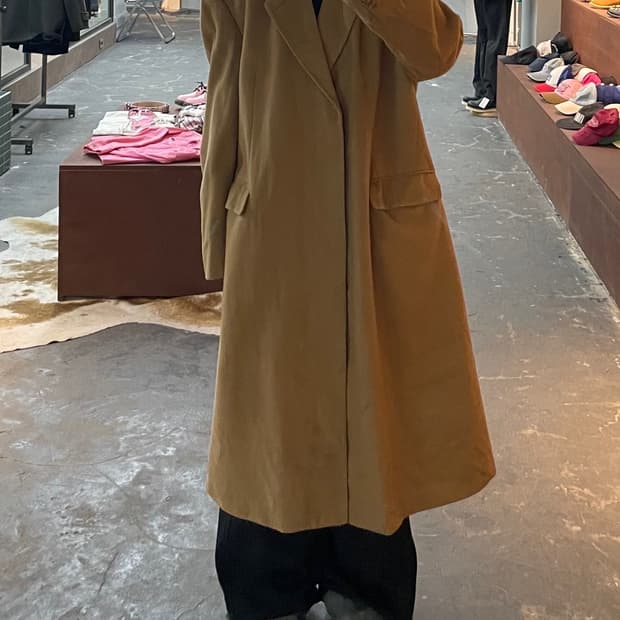 버버리 울100% 카멜 코트 H1918