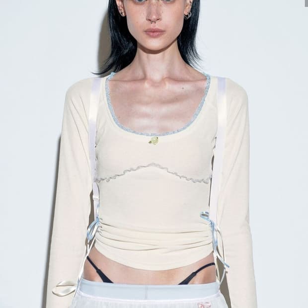 스컬프터 Bow Tie L/S Tee Ivory