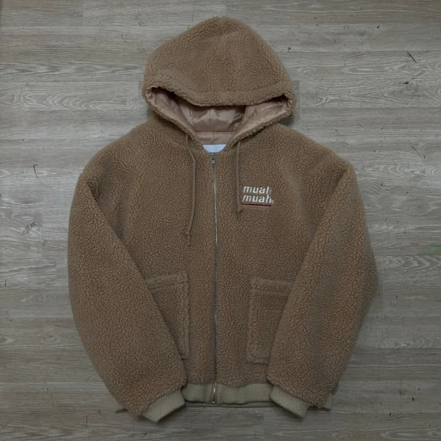 무아무아 양털 뽀글이 후리스 후드자켓 [베이지] M/95