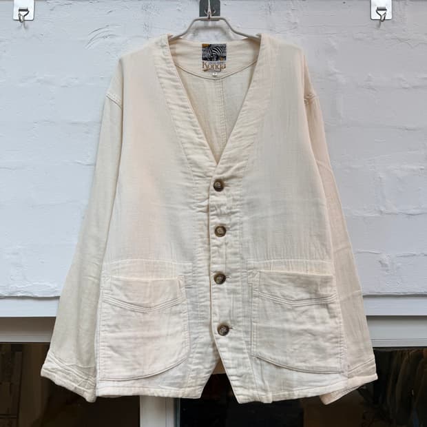 Konga 90s 아이보리 코튼 노칼라 자켓 F