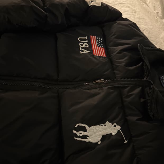 폴로 빅포니 성조기 패딩 블랙 새상품급