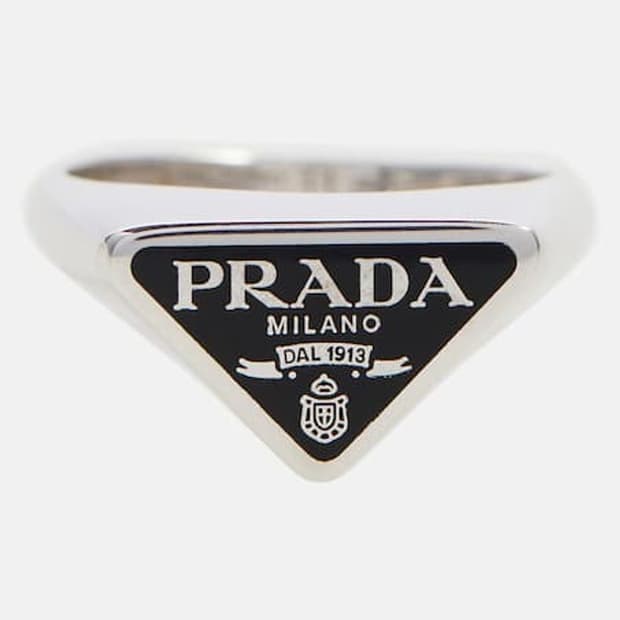 프라다 에나멜 실버 링
