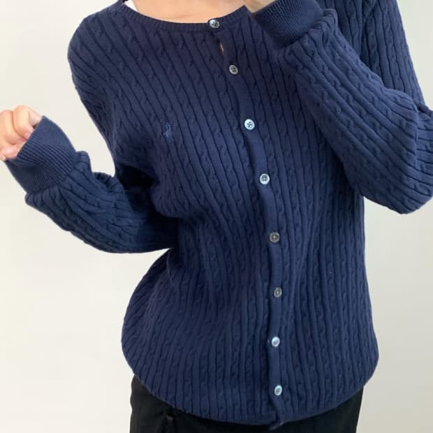 RalphLauren 랄프로렌 네이비 케이블 니트가디건
