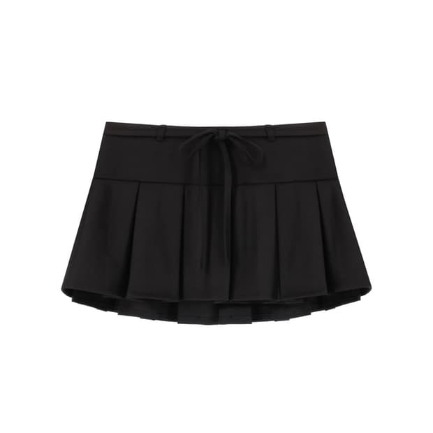 클리시어 허깅 리본 플리츠 스커트 블랙 S 닝닝