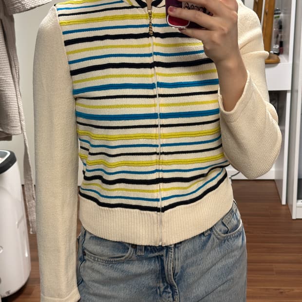 빈티지 집업 니트/ 사이즈 S