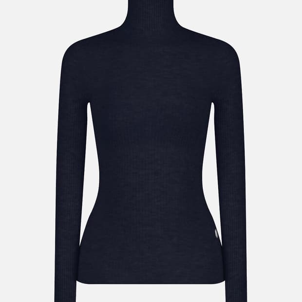 쥬키프 RIBBED HIGH-NECK TOP IN MIXED WOOL