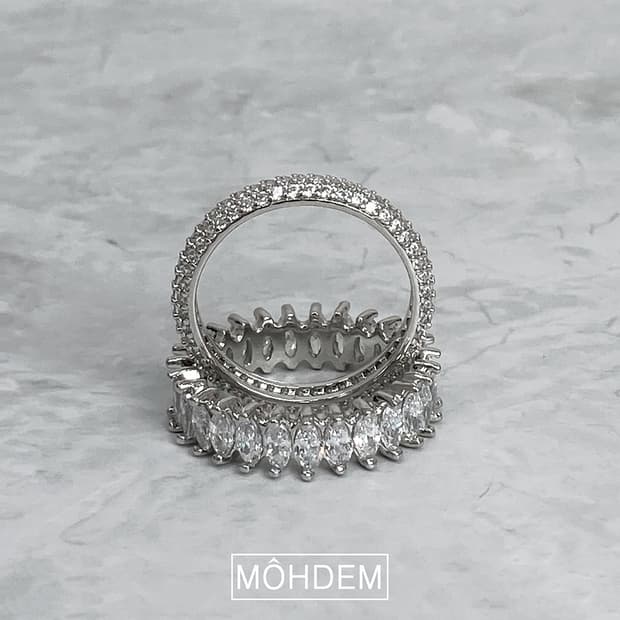 [Unisex] 테니스 다이아 실버 반지