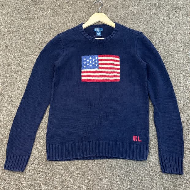 폴로 성조기 니트 네이비
