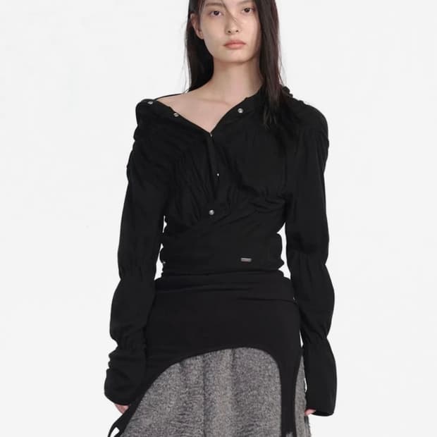 세릭 셔링 후드 가디건