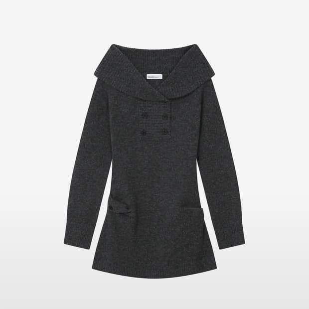 미세키서울 double button knit one piece 차콜