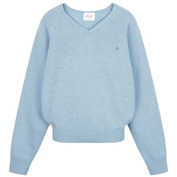 페일제이드 스카이블루 울 오버핏 브이넥 니트 하늘색