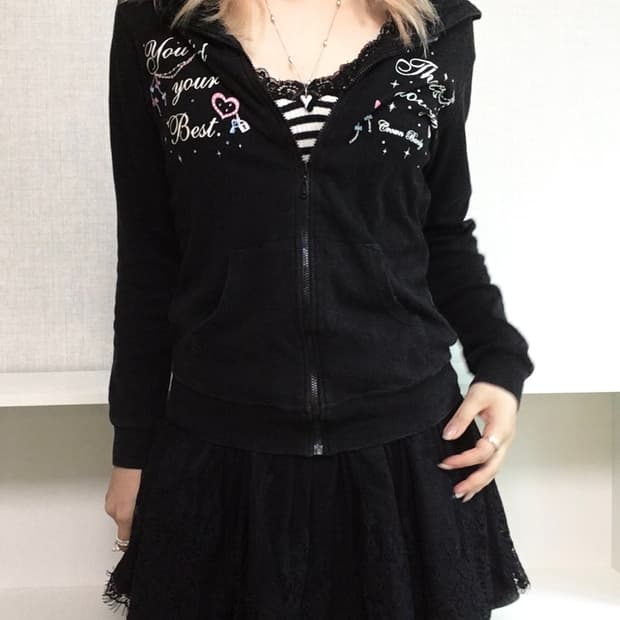 jpn vintage highteen cubic black hoodzip