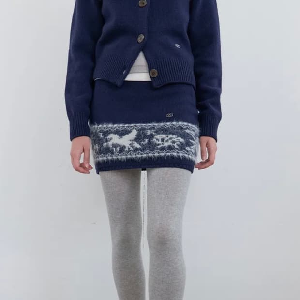 기준 kijun Nordic Knit Mini Skirt Navy