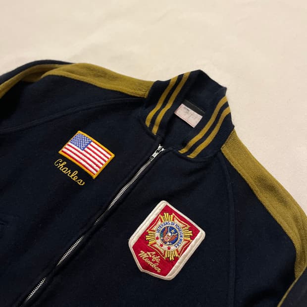 80s VFW US 멜튼 울 레터맨 자켓