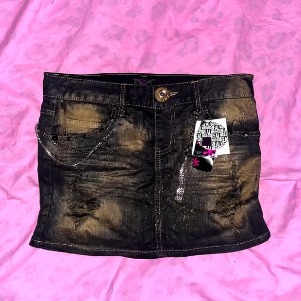 REAL MA*RS 펑크 오네가루 골드 글리터 스커트 y2k MARS