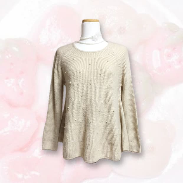 빈티지 베이지 큐빅 니트