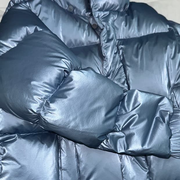 크롬 느낌 크롭 패딩 (하늘색)