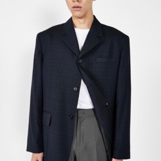 [M] STU 3버튼 블레이저 네이비 체크