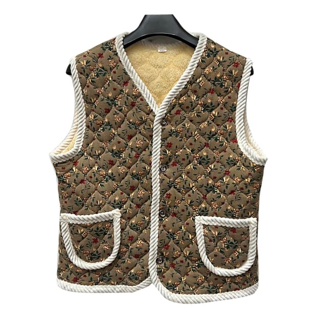 꽃무늬 기모 촌캉스 김장 조끼 브라운 FREE