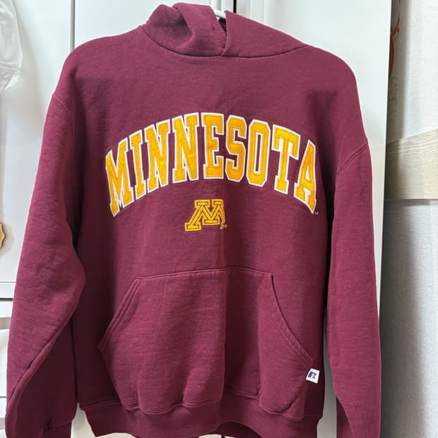 러셀 미네소타 버건디 빈티지 후드티