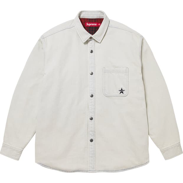 슈프림 퀼티드 라인드 데님 스냅 셔츠 라이트 워시드 인디고 25FW M 