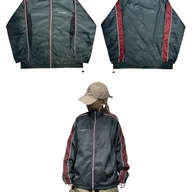 컨버스 그레이 버건디 사이드 라인 트랙탑 져지 M