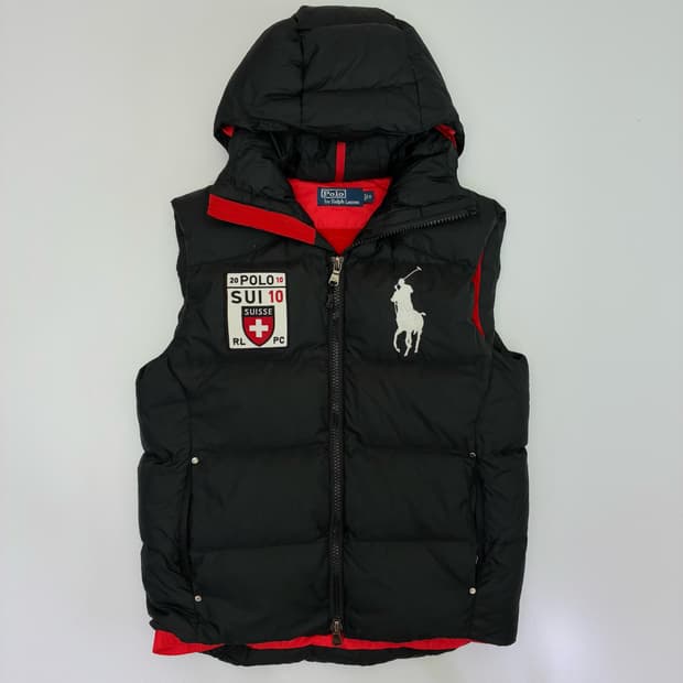 Polo  폴로 랄프로렌 자수 스위스 블랙 푸퍼 베스 트 패딩