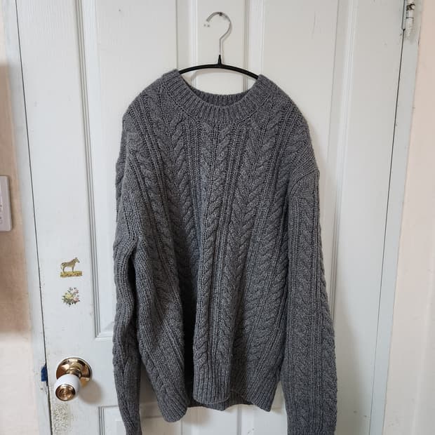 인더로우 알파카 헤비 아란 니트 그레이 03사이즈