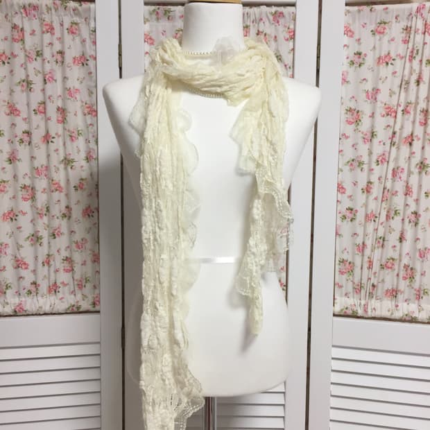 빈티지 아이보리 레이스 스카프 