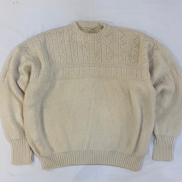 80-90s 엘엘빈 건지스웨터 아란 울 니트