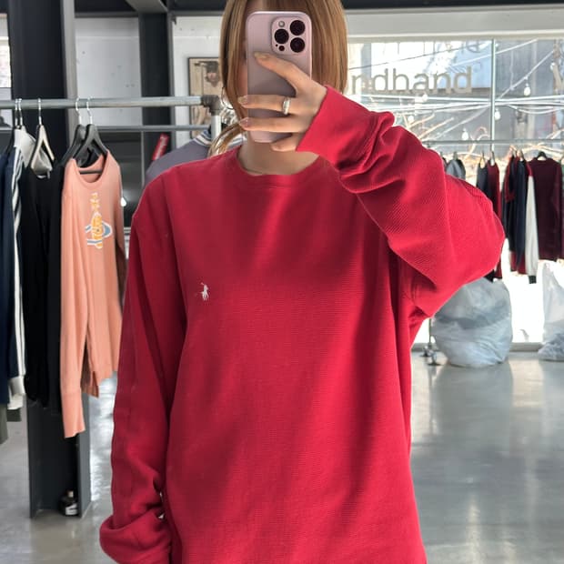 폴로랄프로렌 포니 와플 롱슬리브 긴팔티
