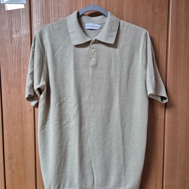 커스텀어클락 반팔 카라니트 오트밀 L