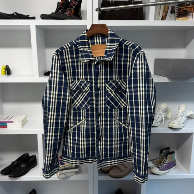 outstanding 체크 트러커 자켓