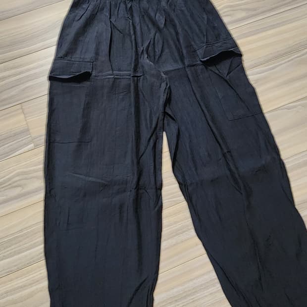 에잇세컨즈경량링클카고밴딩팬츠바지블랙