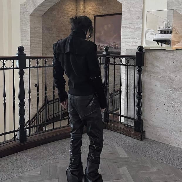Distressed Waxed Zip Flare Jeans