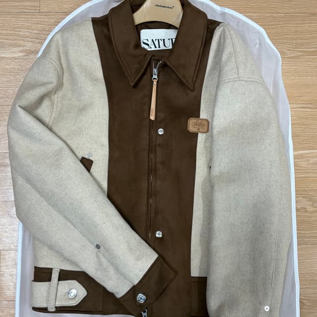 세터 스웨이드 패널 울 자켓 클래식 아이보리 L 새상품