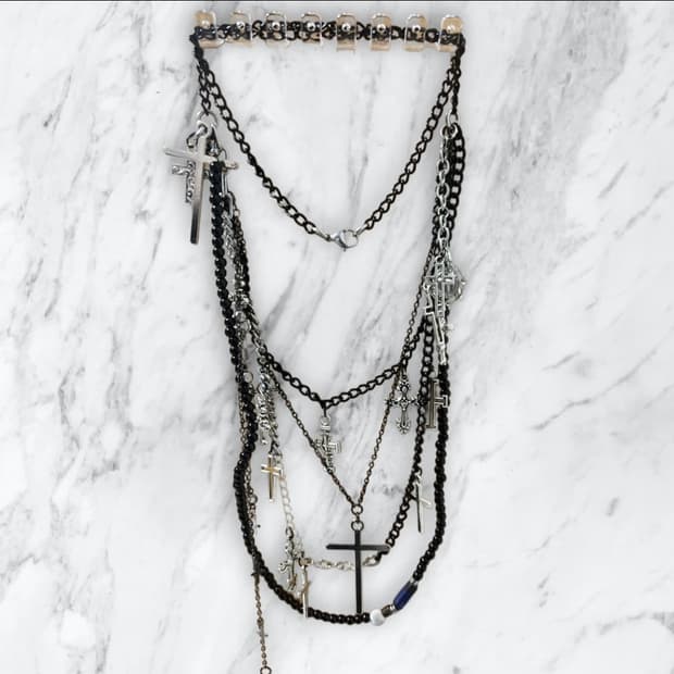 Vkei-Layered Cross necklace