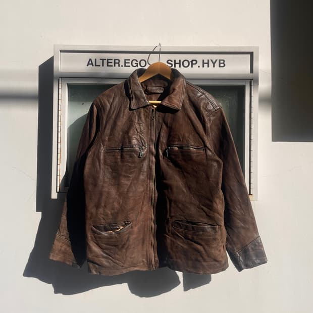 Vintage Brown Real Leather Work Jacket