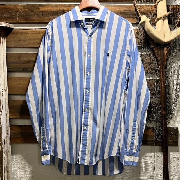 [M]폴로 랄프로렌 CLASSIC FIT 스카이블루 스트라이프 코튼 셔츠