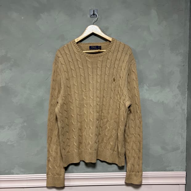 폴로 랄프로렌 신형 꽈배기 니트 카멜 브라운