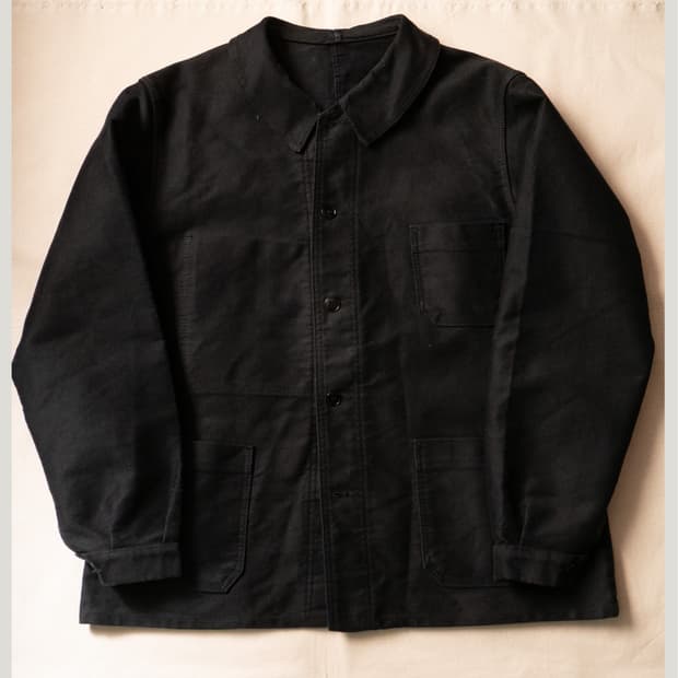 *1950s French Black moleskin work jacket